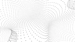 Array Prints: Abstract 3D render of a flowing wave of black particles and dots on a white background