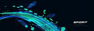 Splatter Prints: Abstract Blue and Turquoise Brush Background with Halftone Effect