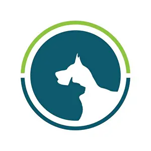 Veterinary Prints: Abstract cat and dog pet or veterinary logo in negative space style design