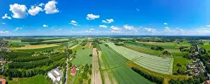 Parcels Prints: Abstract geometric shapes of agricultural parcels of different crops in yellow and green colors