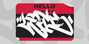 Stickers Prints: Abstract Graffiti Style Sticker Hello My Name Is With Some Street Art Lettering Vector Illustration Art