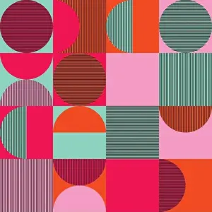 Abstract grid geometric shapes repeating background. Swiss geometry prints of squares, stripes and circles shape design. wallpaper vector pattern