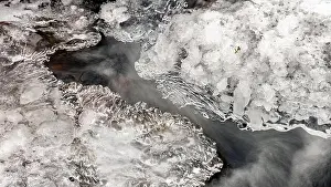 Abstract ice patterns on Rockhouse Creek - Pisgah National Forest, near Brevard, North Carolina, USA
