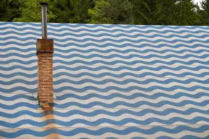 Roofing Prints: abstract image with a chimney on a roof