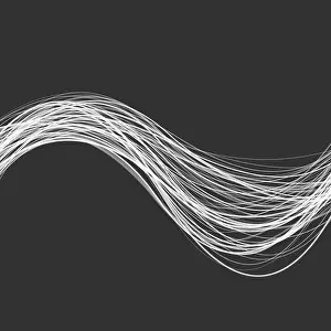 Bend Prints: Abstract modern wavy stripe background - graphic design from white curved wave lines on black background