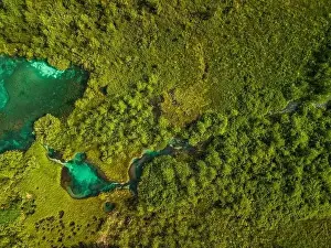 Julian Prints: Abstract Nature Pattern in Wetland and Grassland in Slovenia Drone View