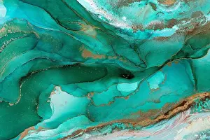 Abstract painting background, creative artwork in a turquoise color