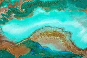 Acrylic Prints: Abstract painting background in a perfect turquoise color