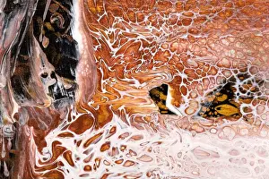 Acrylic Prints: Abstract painting fragment with organic and flowing shapes. Artistic unique painting
