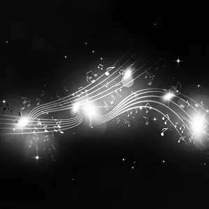 abstract party music notes black and white background