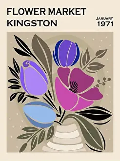 Trendy Prints: Abstract poster Flower Market Kingston vector art