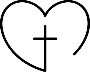 Soul Prints: Abstract religious cross and heart icon
