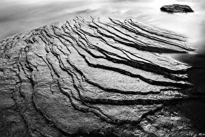 Abstract rock patterns in creek (B&W) - Pisgah National Forest, near Brevard, North Carolina, USA