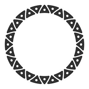 Symmetric Prints: Abstract round meander, circular geometric ornament