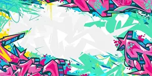 Stickers Prints: Abstract Urban Street Art Graffiti Style Vector Illustration Background Template