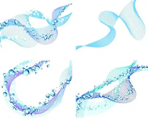 Flows Prints: Abstract water vector background with bubbles of air