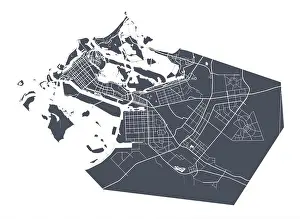 Abu Dhabi Prints: Abu Dhabi map. Detailed vector map of Abu Dhabi city administrative area