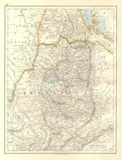 Abyssinia Prints: ABYSSINIA. Tigre Amhara Shoa Gojjam. Ethiopia. Eritrea. JOHNSTON, 1920 old map