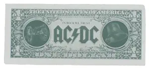 Razor Prints: AC-DC Razors Edge MONEY TALKS Angus Young Promotional One Dollar Bill 1990 From a concert in St