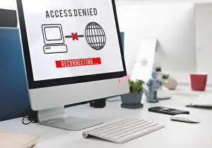 Computer Monitor Prints: Access Denied Password Protection Safety System Concept