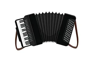 Orchestra Prints: Accordion icon black 3d vector illustration