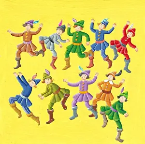 Acrylic Prints: Acrylic illustration of the 12 Days of Christmas - 10-th Day - Ten Lords A Leaping