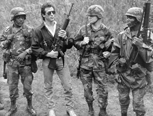 Sylvester Prints: The actor Sylvester Stallone visits American troops in Berlin and appears
