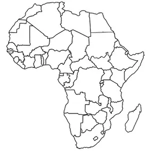Actual Prints: actual vintage political map of africa with flags