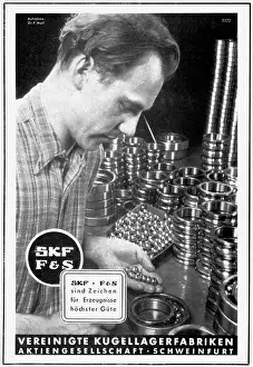 advertising, ball bearing, SKF and F&S, Vereinigte Kugellagerfabriken, Schweinfurt, advert, Germany, 1942