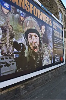 Billboards Prints: Advertising billboard for Territorial Army on side wall of house in Newport South Wales UK