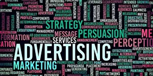 Business Communication Prints: Advertising as a Business Concept Colorful Banner Background