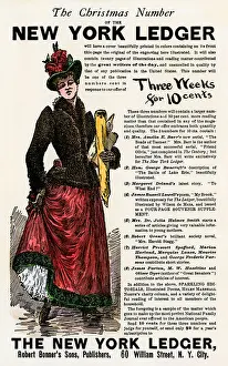 Shopper Prints: Advertisement for the Christmas issue of the New York Ledger, 1891. Hand-colored woodcut