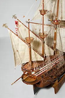Partly Prints: Adler von Lübeck, A lacquered, partly painted wooden model of the galleon