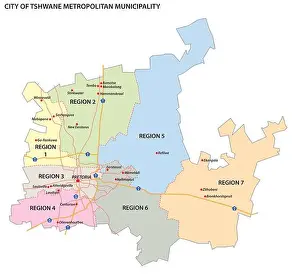 Motorway Prints: administrative vector map of City of Tshwane Metropolitan Municipality
