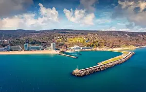 Adorable spring view of Golden Sands port