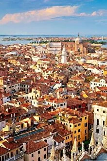 Images Dated 11th August 2012: Aeral View of Venice - view from the Campanile Bell Tower Venice, Italy