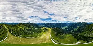 Clearness Prints: Aerial 360-degree panoramic drone view of beautiful Alps mountains