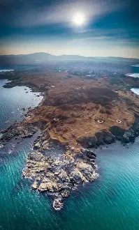 Aerial bird's eye view photo taken by drone with clear water rocky seascape-Chernomorec, Bulgaria