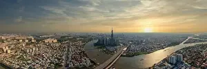 Ho Chi Minh Prints: Aerial cityscape photo of Ho Chi Minh city skyline at sunset