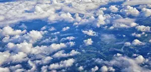 Western Air Prints: Aerial Cloudscape view over midwest states on flight over Colorado