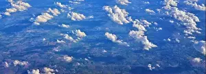 Western Air Prints: Aerial Cloudscape view over midwest states on flight over Colorado