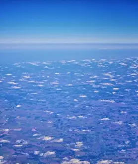 Western Air Prints: Aerial Cloudscape view over midwest states on flight over Colorado