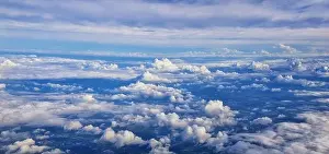 Western Air Prints: Aerial Cloudscape view over midwest states on flight over Colorado