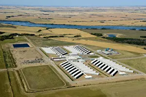 Saskatchewan Prints: aerial, construction camp, BHP Billiton potash, Jansen, Saskatchewan, Canada