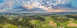 Lesser Poland Prints: Aerial Dorne Panorama of Polish Countryside and Rolling Hills at Spring
