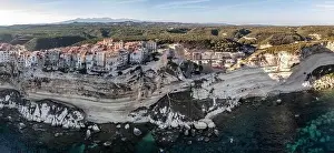 Vacation Spot Prints: Aerial drone Bonifacio Corsica France cliff side historic town