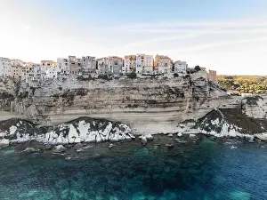 Vacation Spot Prints: Aerial drone Bonifacio Corsica France cliff side historic town