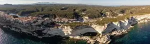 Vacation Spot Prints: Aerial drone Bonifacio Corsica France cliff side historic town