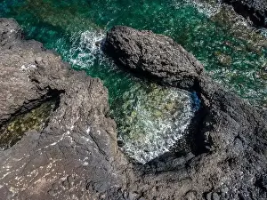Hotel Punta Grande Prints: aerial drone flight over the beautiful canary island el hierro in spain in summer