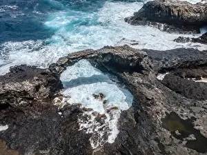 El Hierro Prints: aerial drone flight over the beautiful canary island el hierro in spain in summer